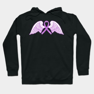 Light Purple/Pink Awareness Ribbon with Angel Wings Hoodie